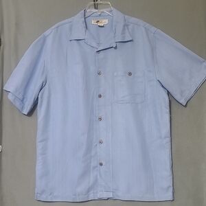 JOE MARLIN Men's Blue Short Sleeve‎ Textured Button Up Shirt - Size Large